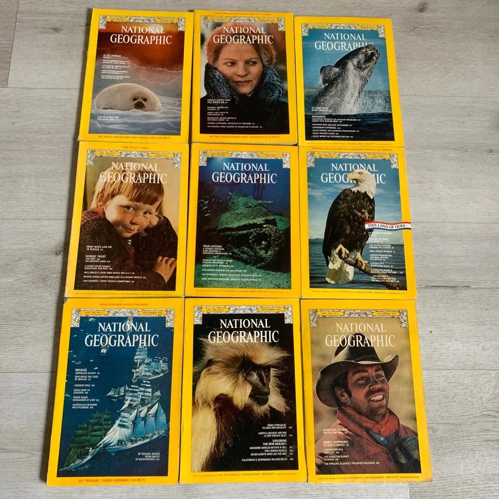 Vintage National Geographic 1976 Magazine Lot 9 Issues Bicentennial Year Vintage